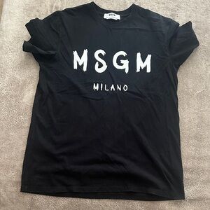 MSGM Black Tee with White Logo